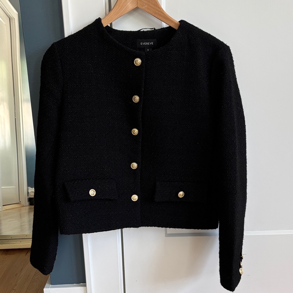 Evereve Black Blazer with Gold Buttons